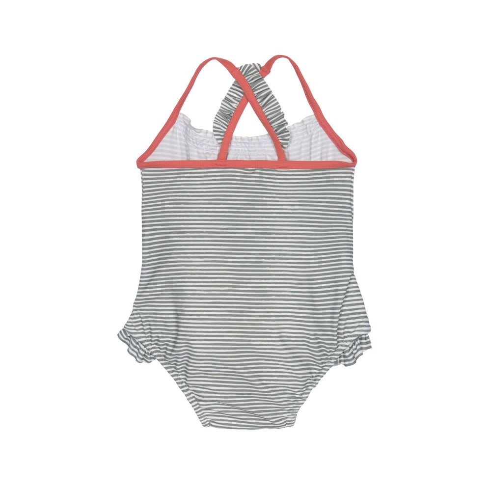 Maillot de bain couche filles, Rayures corail