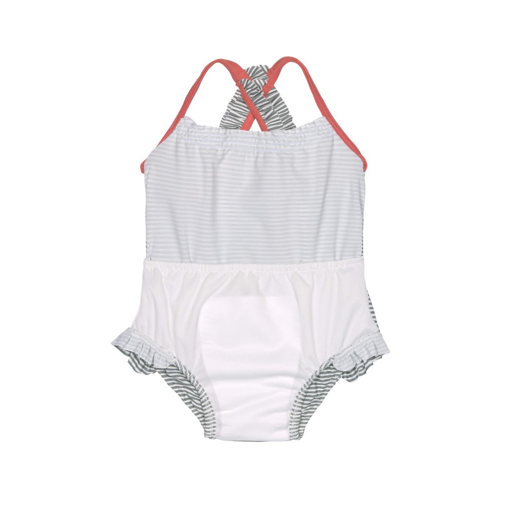 Maillot de bain couche filles, Rayures corail