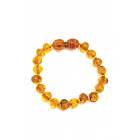 Bracelet d'ambre perles rondes miel