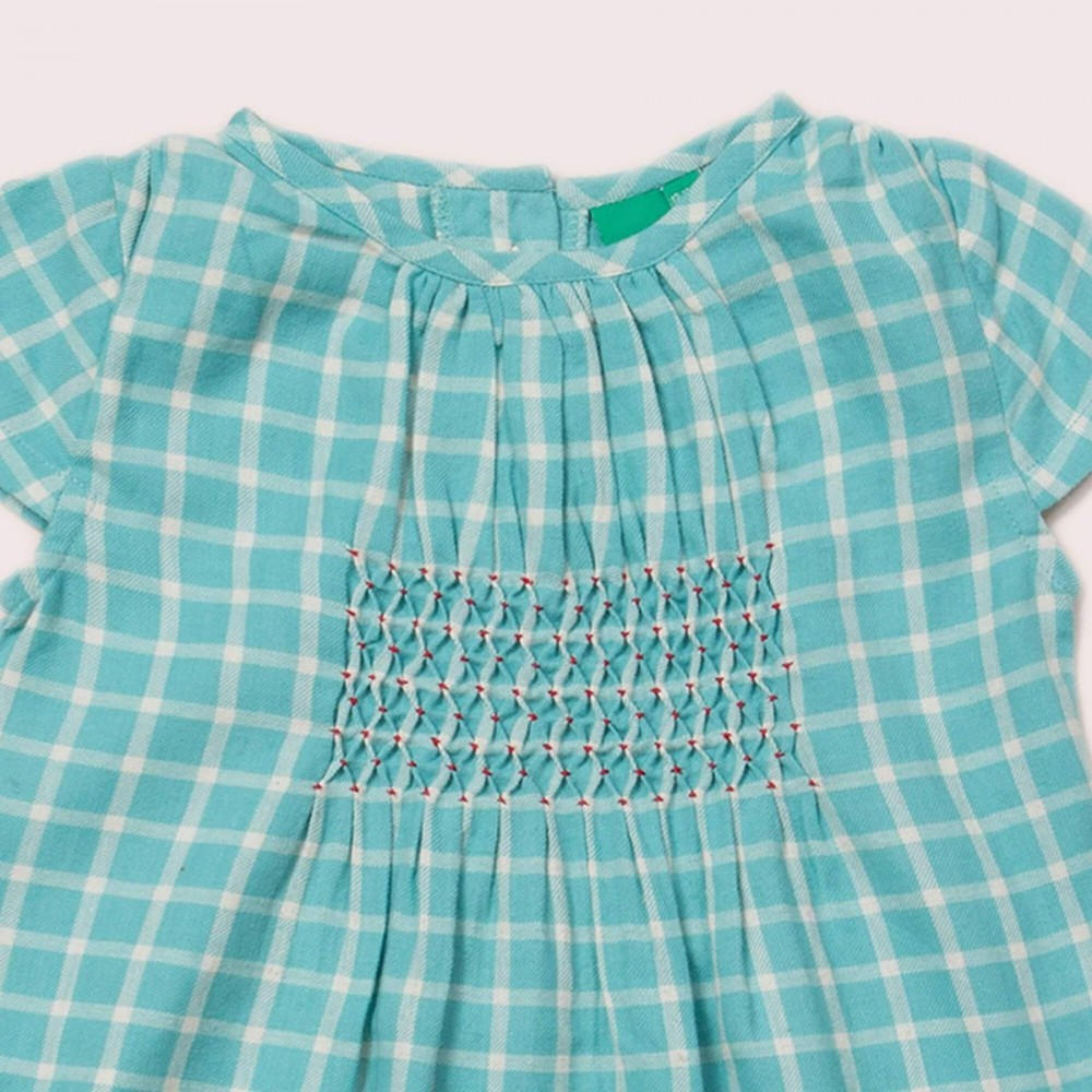 Robe smockée à carreaux bleu - Little Green Radicals